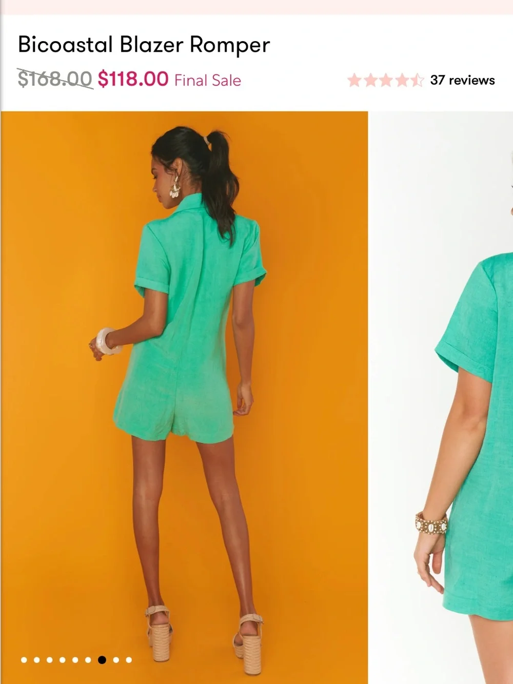 Show Me Your Mumu Bicoastal Blazer Romper in Turquoise